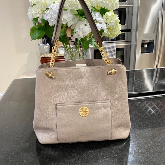 Tory Burch Grey Chelsea Slouchy Tote EUC - Picture 7 of 15